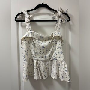 Altar’d State tie sleeve size medium floral blue white cream top